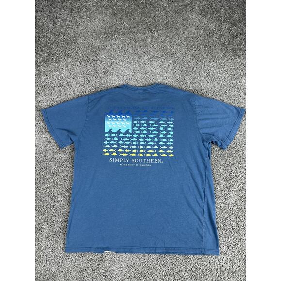 Simply Southern Shirt Mens Large Patriotic Fish Flag Graphic Short Sleeve Tee - Picture 1 of 11